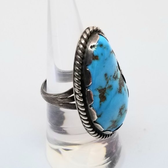 Vintage turquoise Native American ring sz 6.5 - Picture 2 of 5